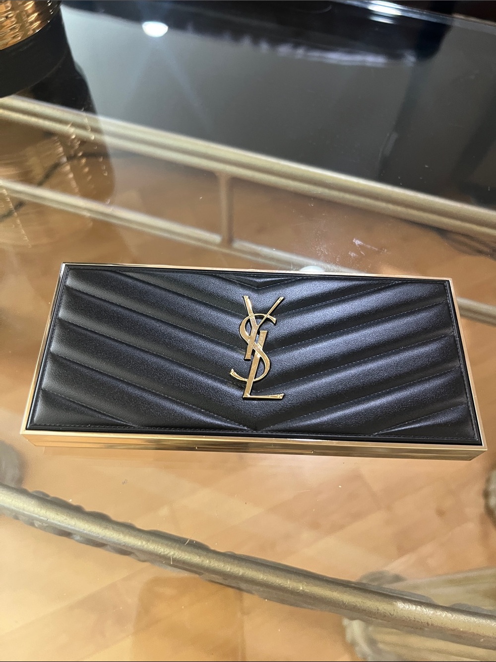 Yves Saint Laurent Black and Gold Quilted Compact Palette